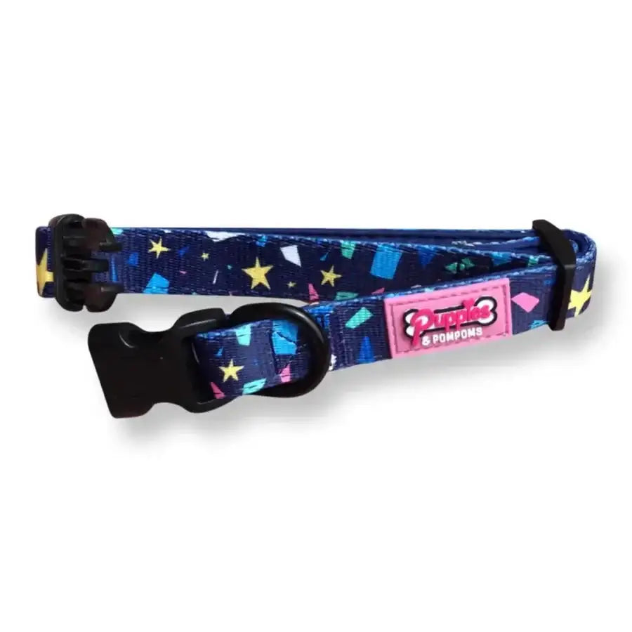 Premium Padded Neoprene Poms Dog Collar in Terrazzo Stars