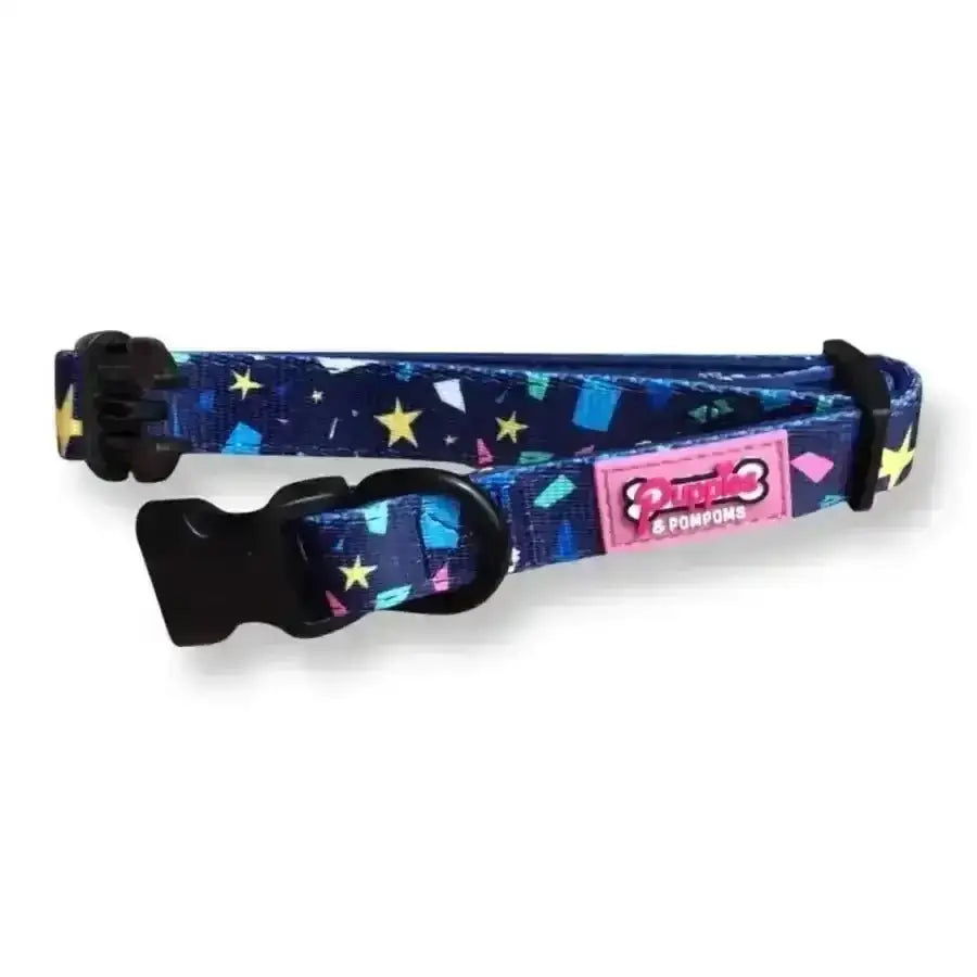 Premium Padded Neoprene Poms Dog Collar in Terrazzo Stars