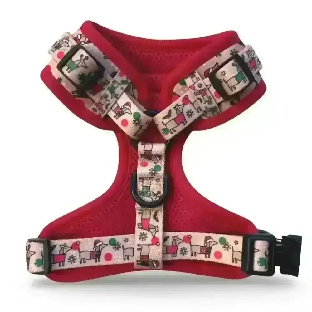 Premium Poms Dog Harness with Christmas Dachshunds pattern