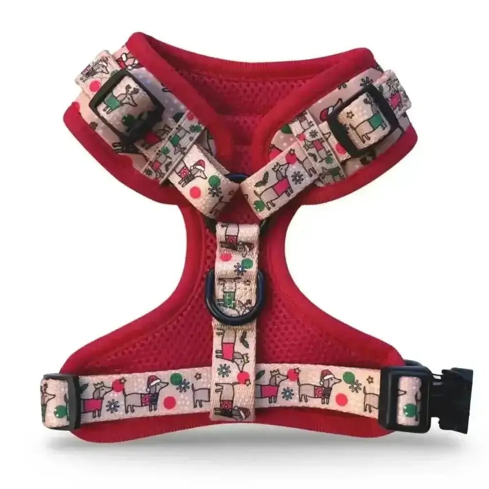 Premium Poms Dog Harness with Christmas Dachshunds pattern