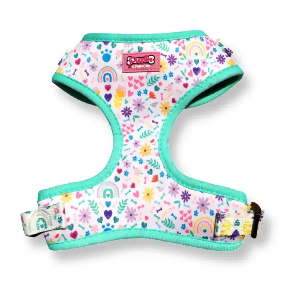 Puppies & Pom Poms Ditsy Sprinkles Pomeranian Poms Dog Harness with Premium Padded Neoprene