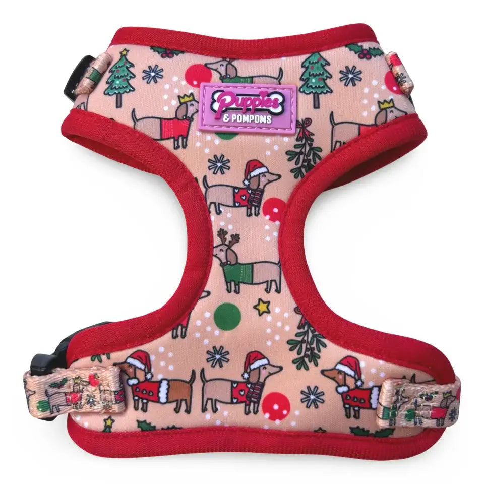 Puppies & Poms Harness - Christmas Dachshunds - Dog Collars and Leads