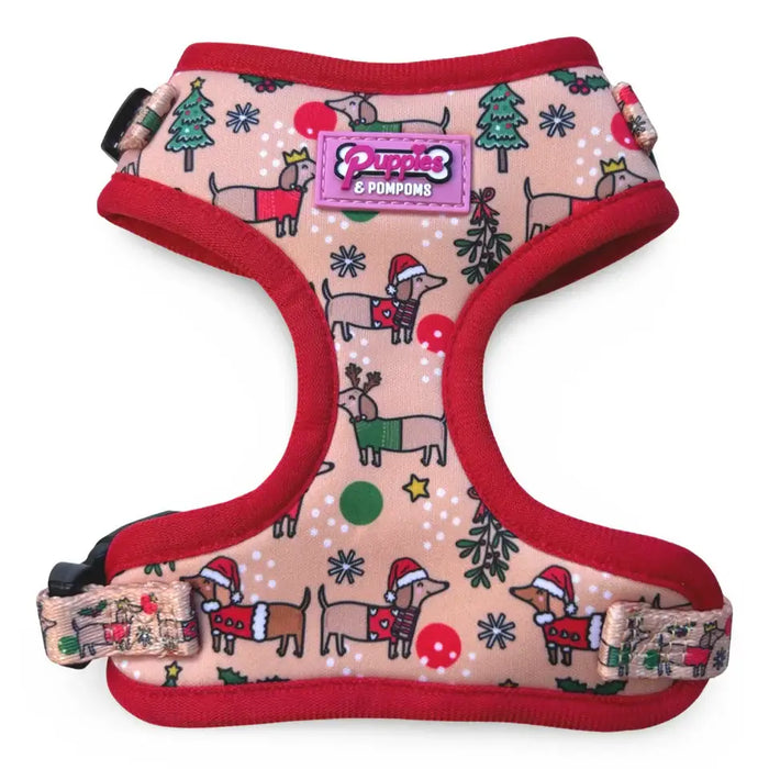Puppies & Poms Harness - Christmas Dachshunds - Dog Collars and Leads