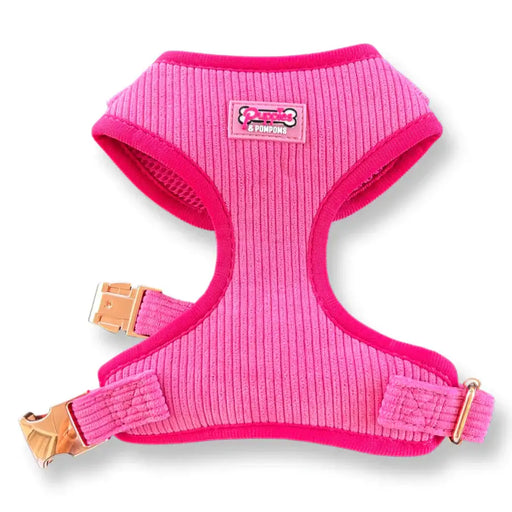 Puppies & Poms Harness - Pink Luxe Corduroy - Dog Collars and Leads