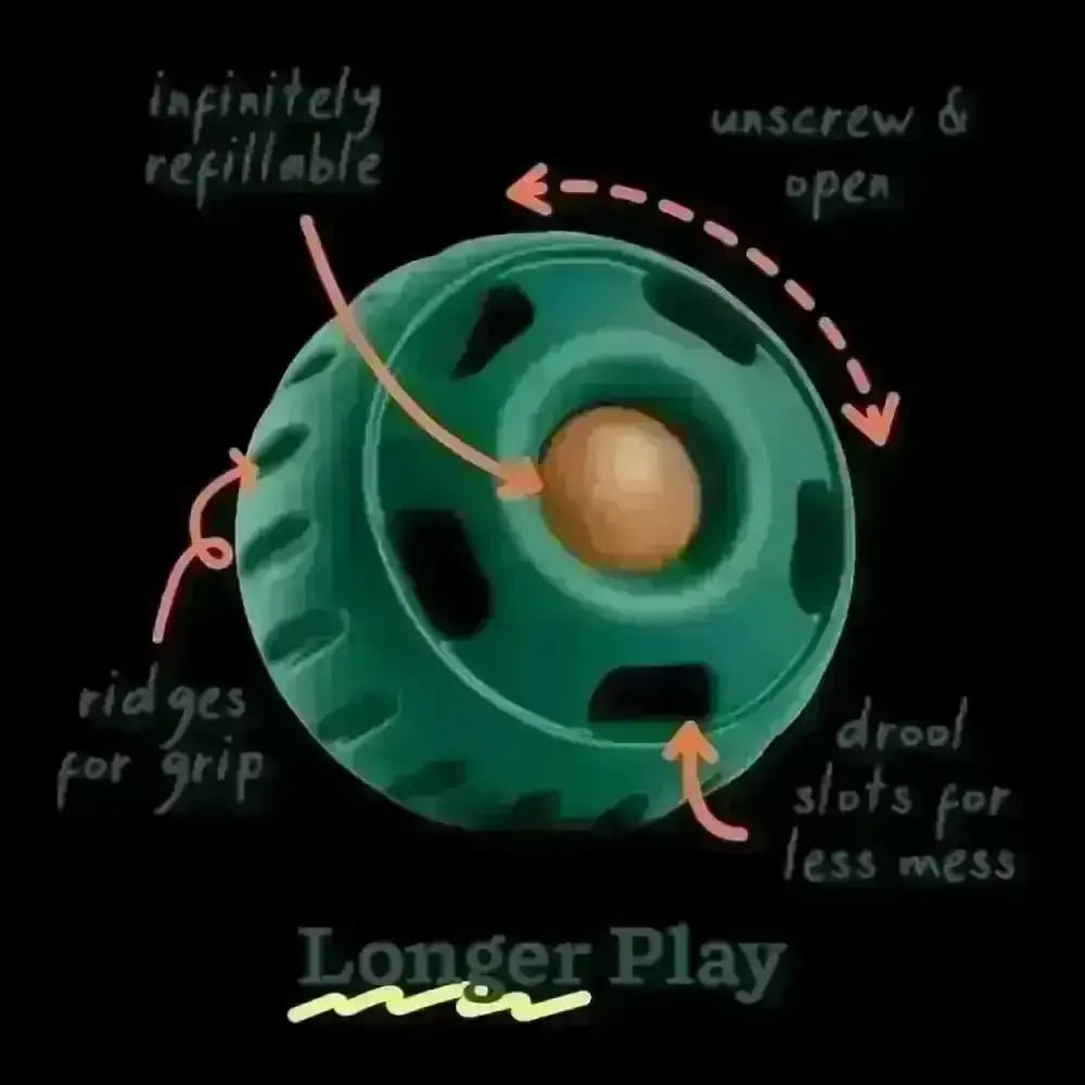 Green rubber dog toy with ridges and drool slots from Pupsicle Starter Packs for dog enrichment