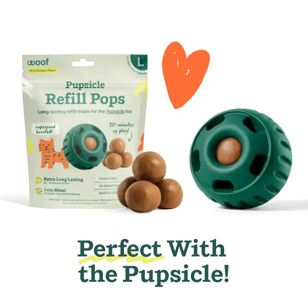 Woof Pupsicle refill dog toy from Pupsicle Starter Packs for dog enrichment