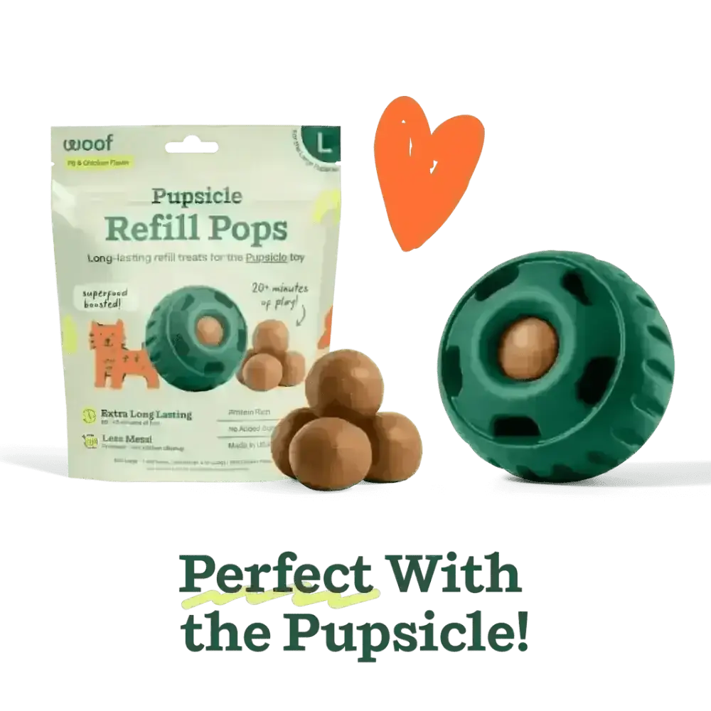 Woof Pupsicle refill dog toy from Pupsicle Starter Packs for dog enrichment