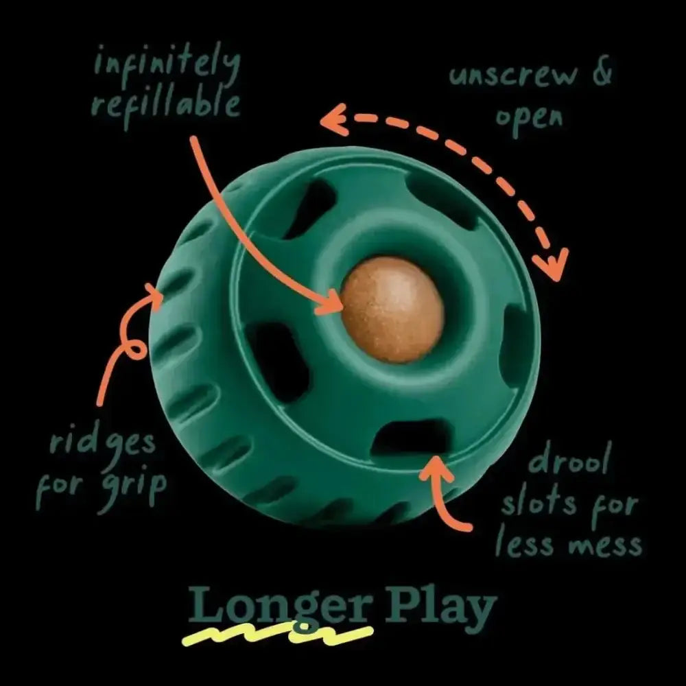 Green rubber dog toy with ridges and drool slots from Pupsicle Starter Packs for dog enrichment