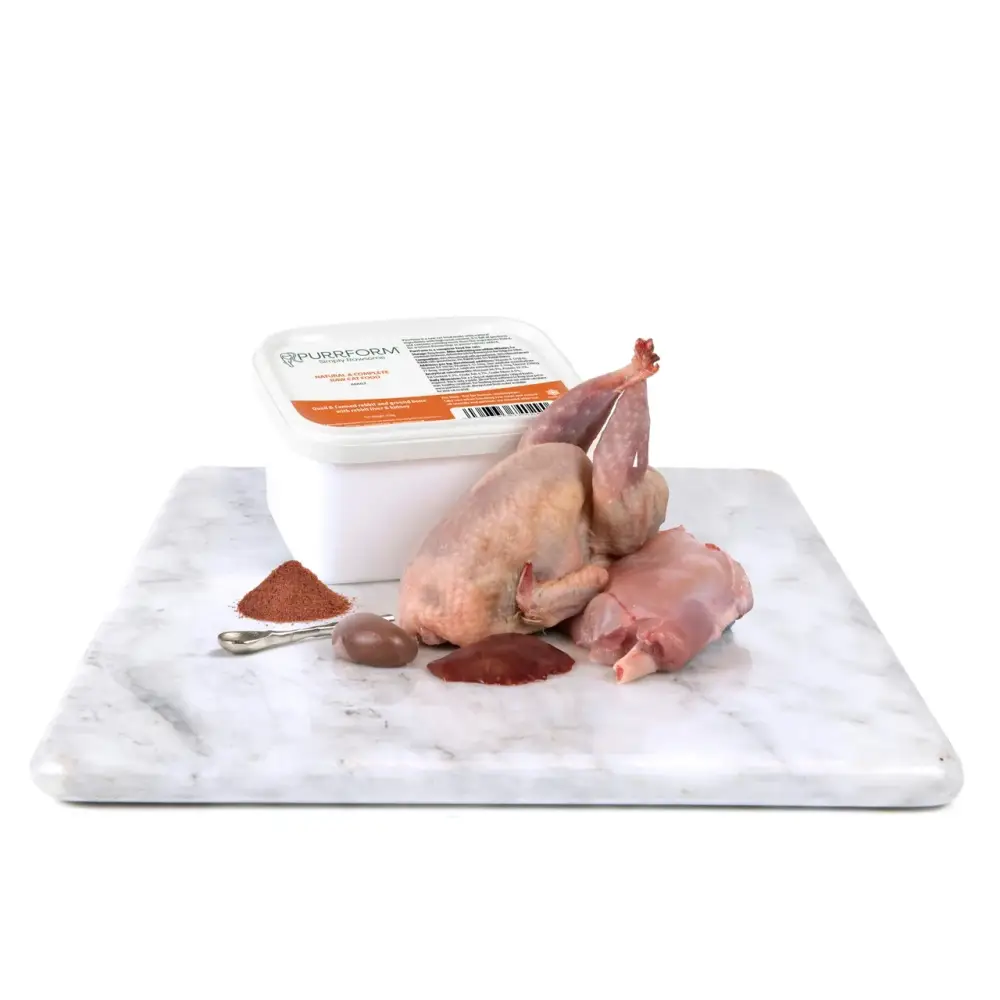 Quail & Farmed Rabbit Ground Bone with Liver Kidney (adult) - Natural Raw Cat Food | Pet Shop