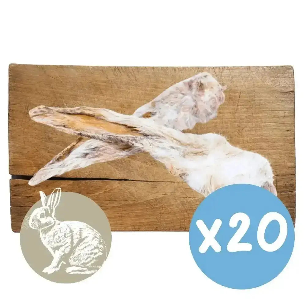 20-pack of dried rabbit ears natural dog chews for pets Larder