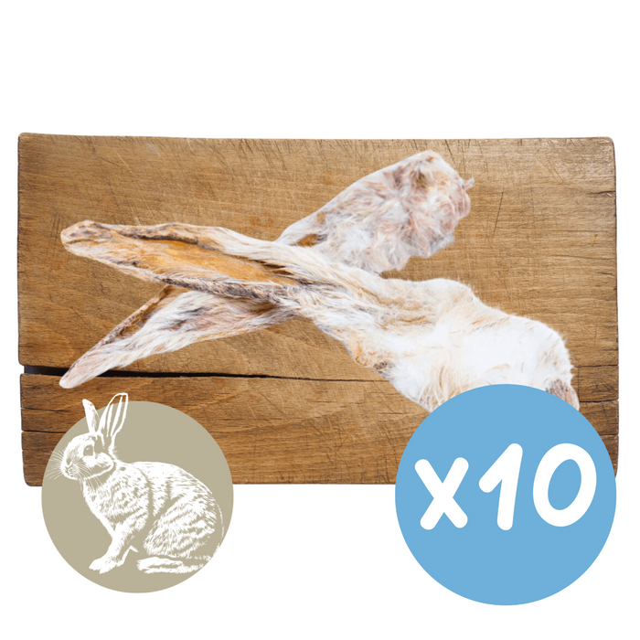 Rabbit Ear with Fur Natural Meat Chew For Dogs - 10 x Rabbit Ears - 10% Off - Natural Dog Chew