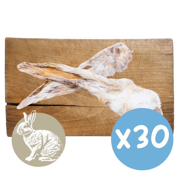 Rabbit Ear with Fur Natural Meat Chew For Dogs - 30 x Rabbit Ears - 30% Off - Natural Dog Chew