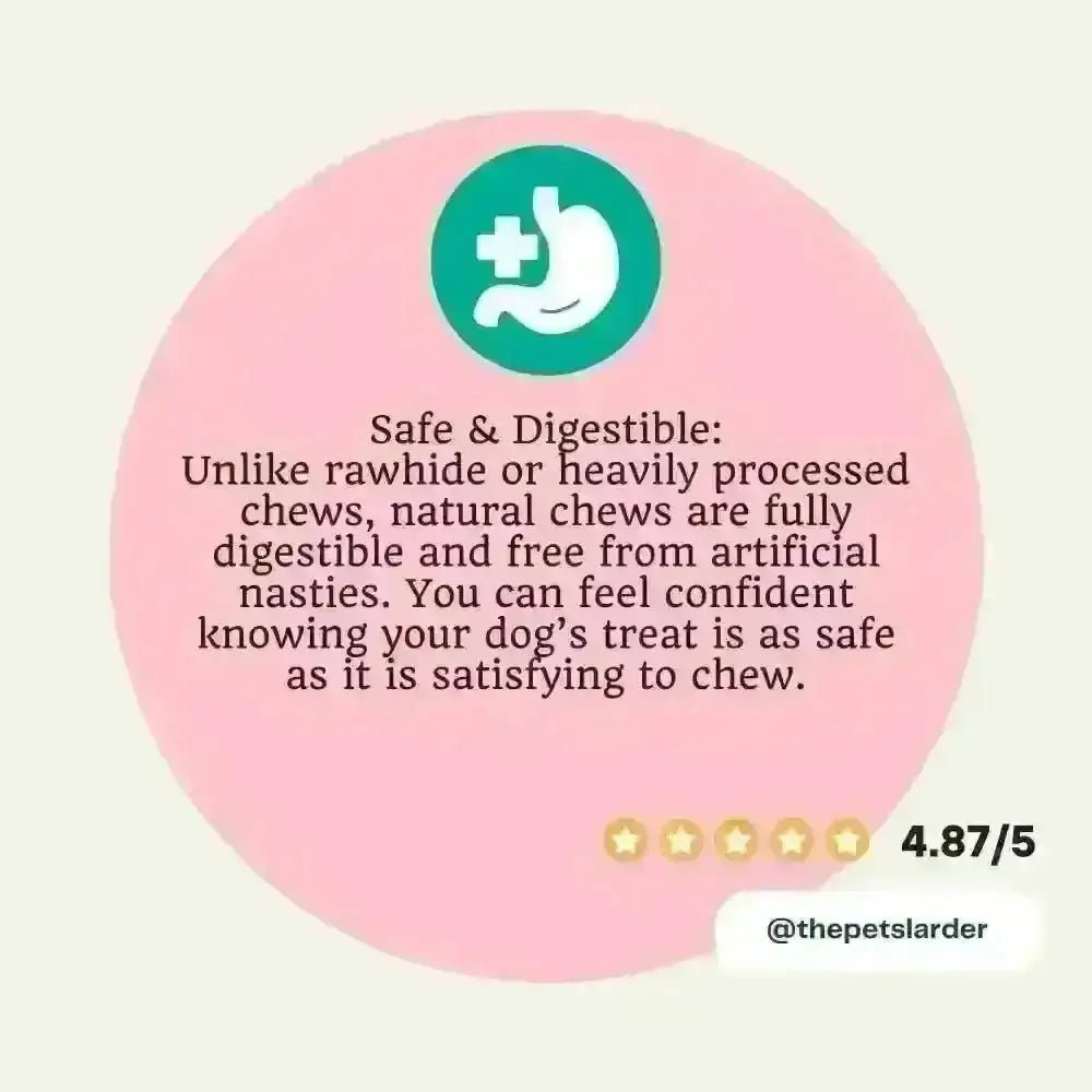 Natural rabbit ear chew for dogs with stomach illustration, Pets Larder natural dog treat