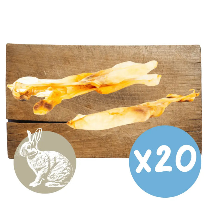 Rabbit Ear without Fur Natural Meat Chew For Dogs - 20 x Rabbit Ears - 20% Off - Natural Dog Chew