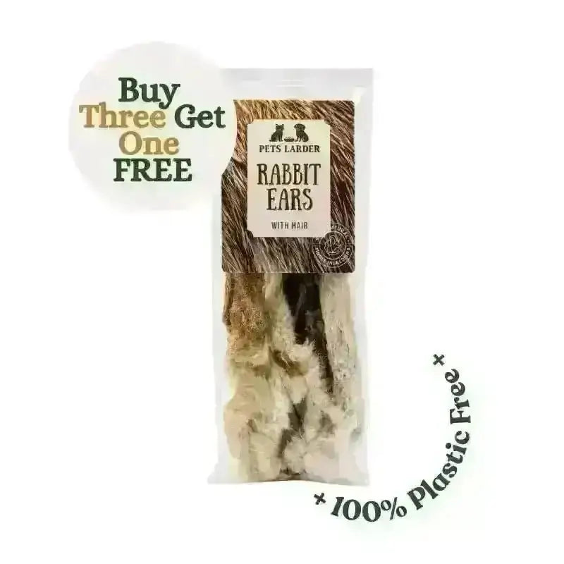 Rabbit Ears with Fur for Dogs | 100% - Natural Dog Chew | Pet Shop
