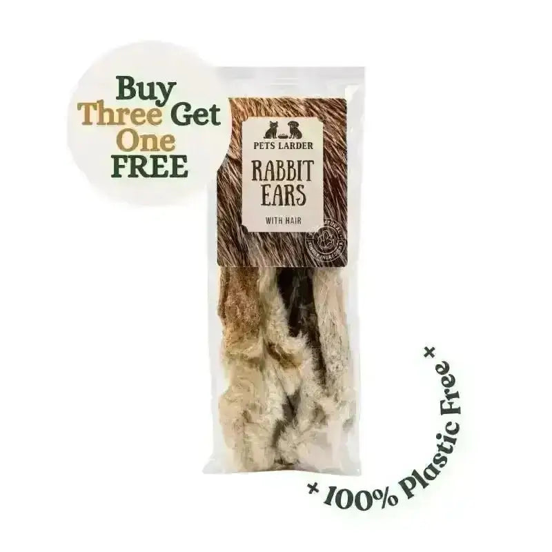 Rabbit Ears with Fur for Dogs | 100% - Natural Dog Chew | Pet Shop