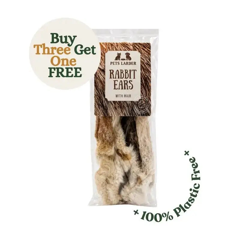 Rabbit Ears with Fur for Dogs | 100% - Natural Dog Chew | Pet Shop