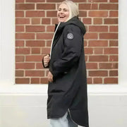 Black Classic Cobe changing robe with hooded jacket and logo