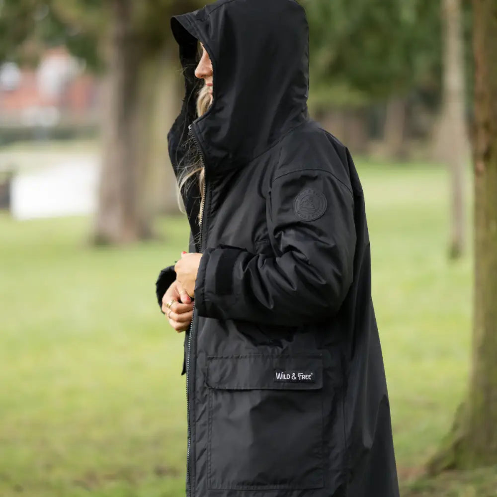Black Cobe Edition changing robe with fur-lined hooded parka