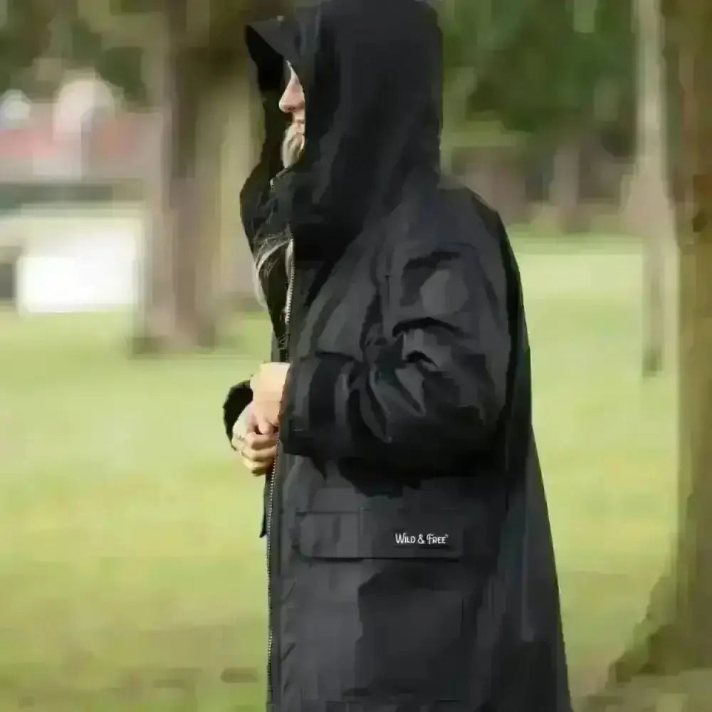 Black Cobe Edition changing robe with fur-lined hooded parka