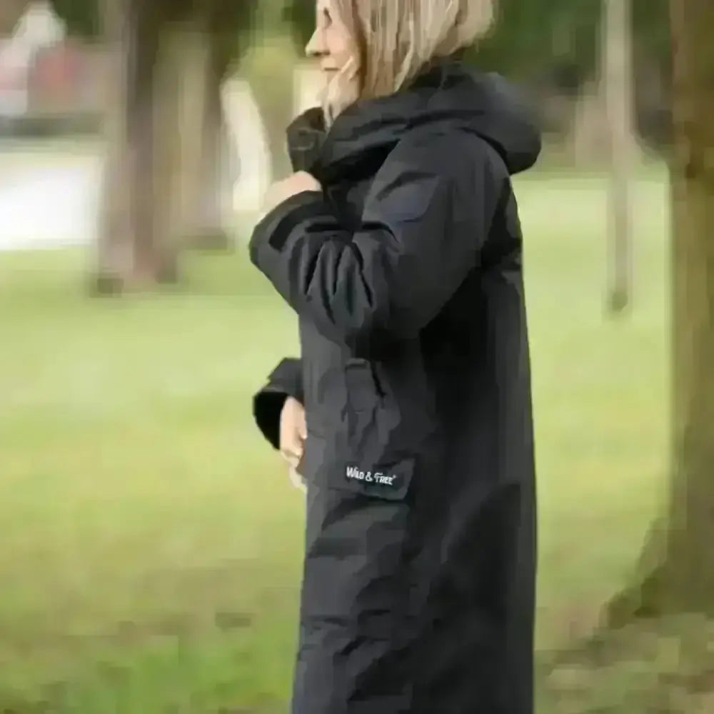Black Dino & Oli Waterproof Changing Robe Parka with Hood