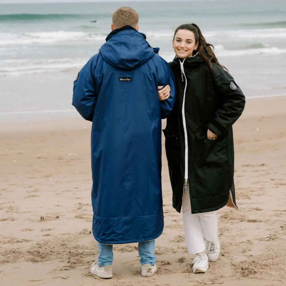 Navy Cobe changing robe: blue waterproof hooded coat with zipper