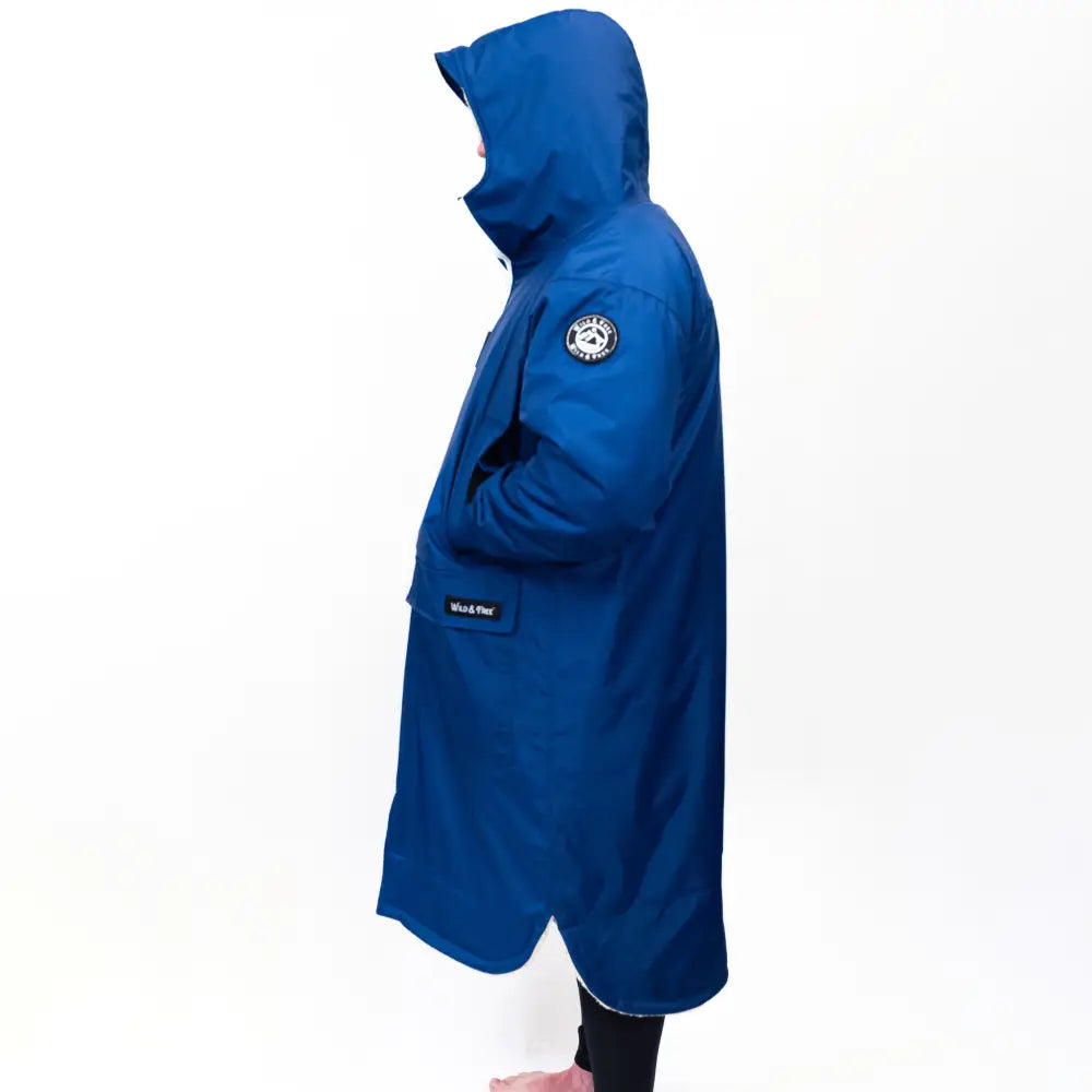 Royal blue Canada Goose hooded parka changing robe in navy