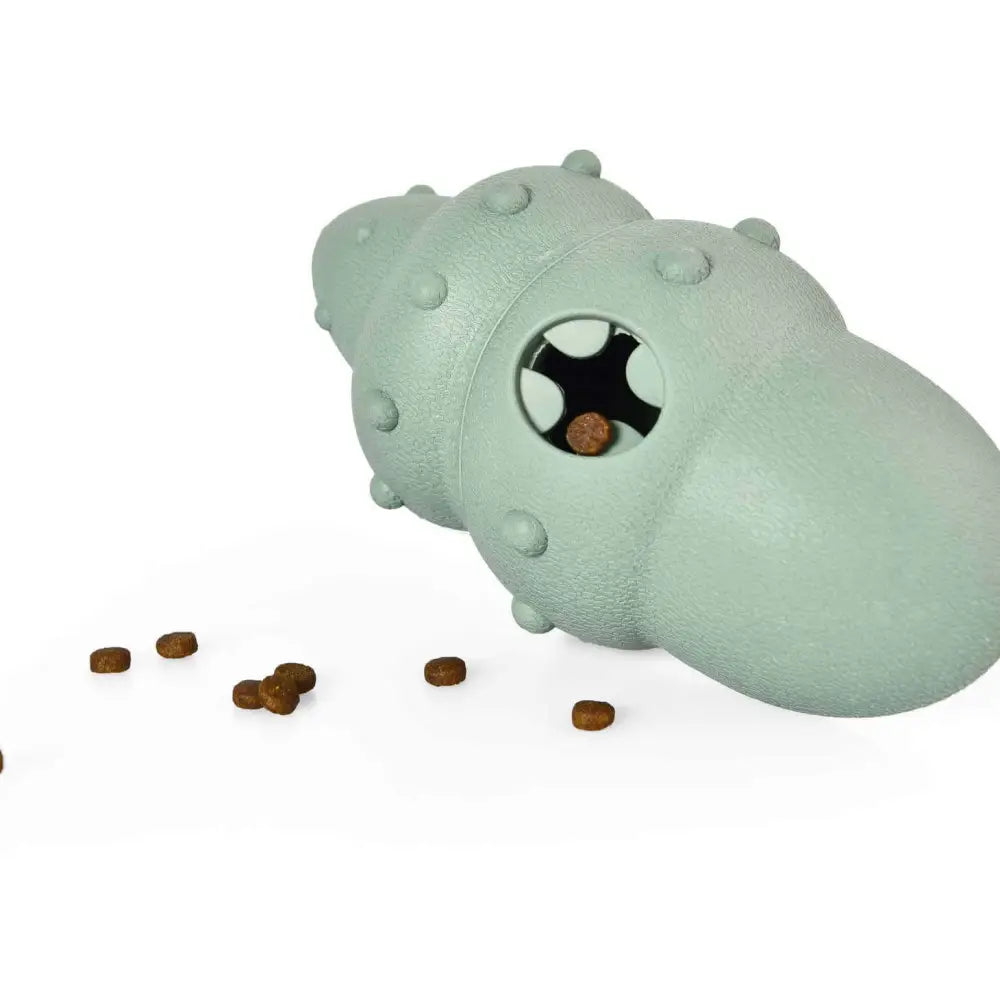 Eco-friendly mint green dinosaur dog treat dispenser for favorite treats