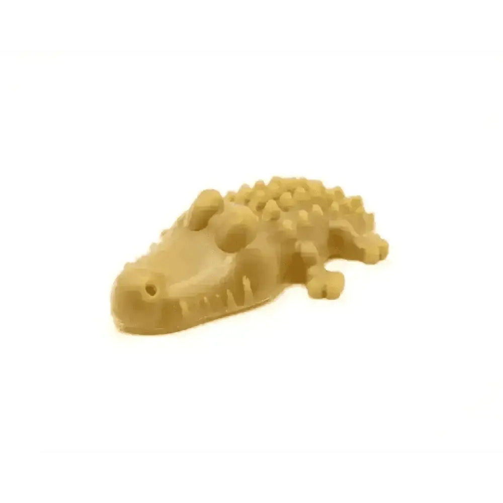 RSPCA Cornwall yellow alligator dog toy with teeth texture