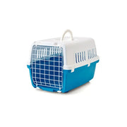 Savic Zephos Pet Carrier for small dogs weighing up to 8kg, blue and white plastic with metal grid