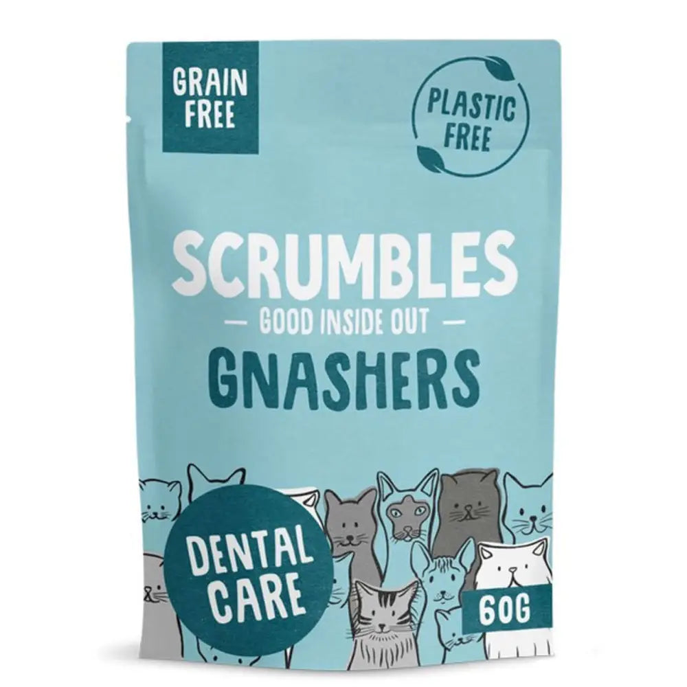 Scrumbles Gnashers cat dental treats, 60g grain-free dental bites
