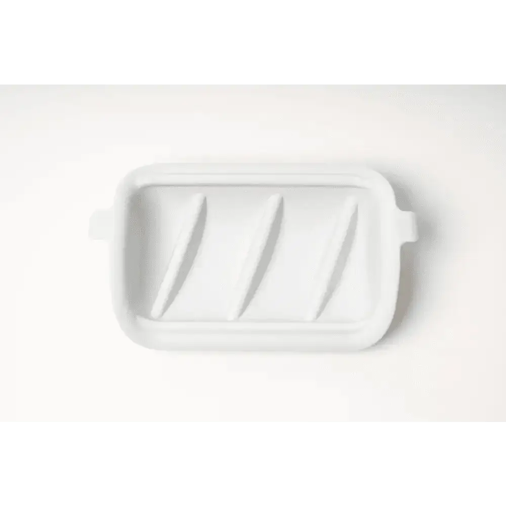 White silicone lid with ridges and handles for Slow Feeder Extra Insert
