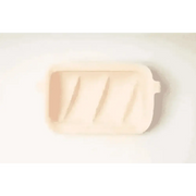 Pastel pink silicone slow feeder baking dish with handles
