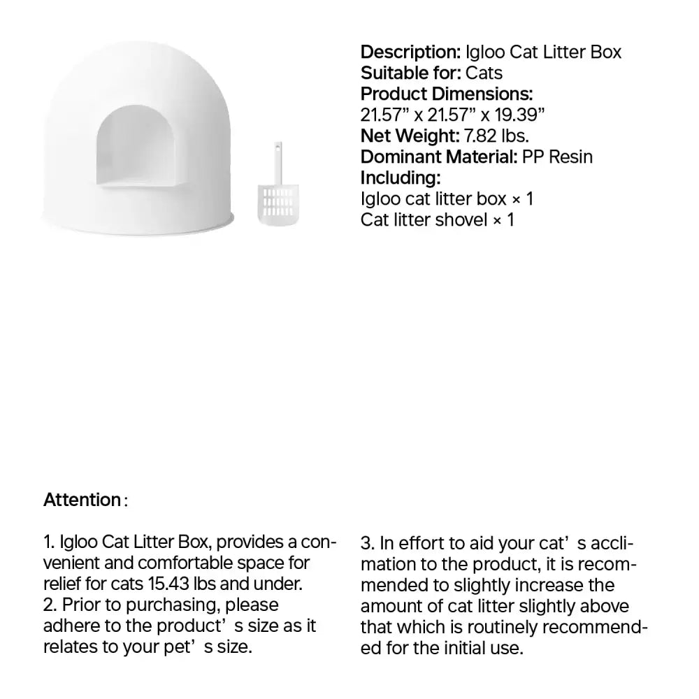 Snow Dome Cat Litter Box with Litter Leakage Guard and Dog Proof Design - Cat Litter box