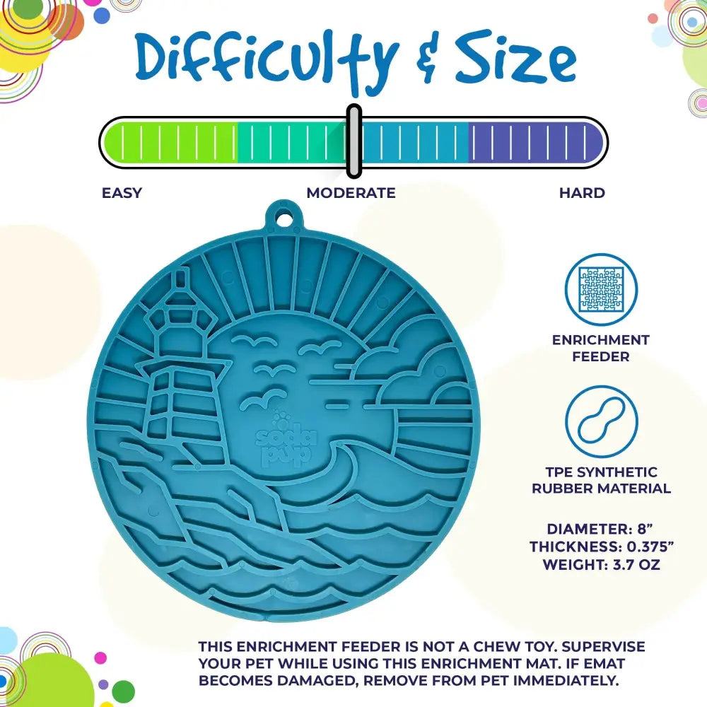 Sodapup Lighthouse Design blue TPE enrichment licking mat