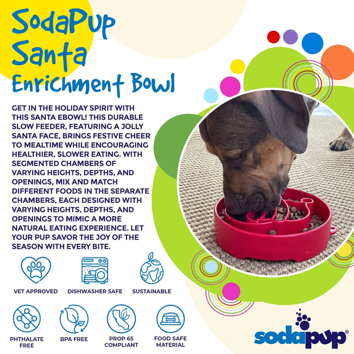 SodaPup Santa Design Ebowl Enrichment Slow Feeder Bowl For Dogs - Bowls & Feeding