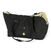 Black nylon Soho Poms dog carrier with sherpa lining and handle for luxury rainy bear style