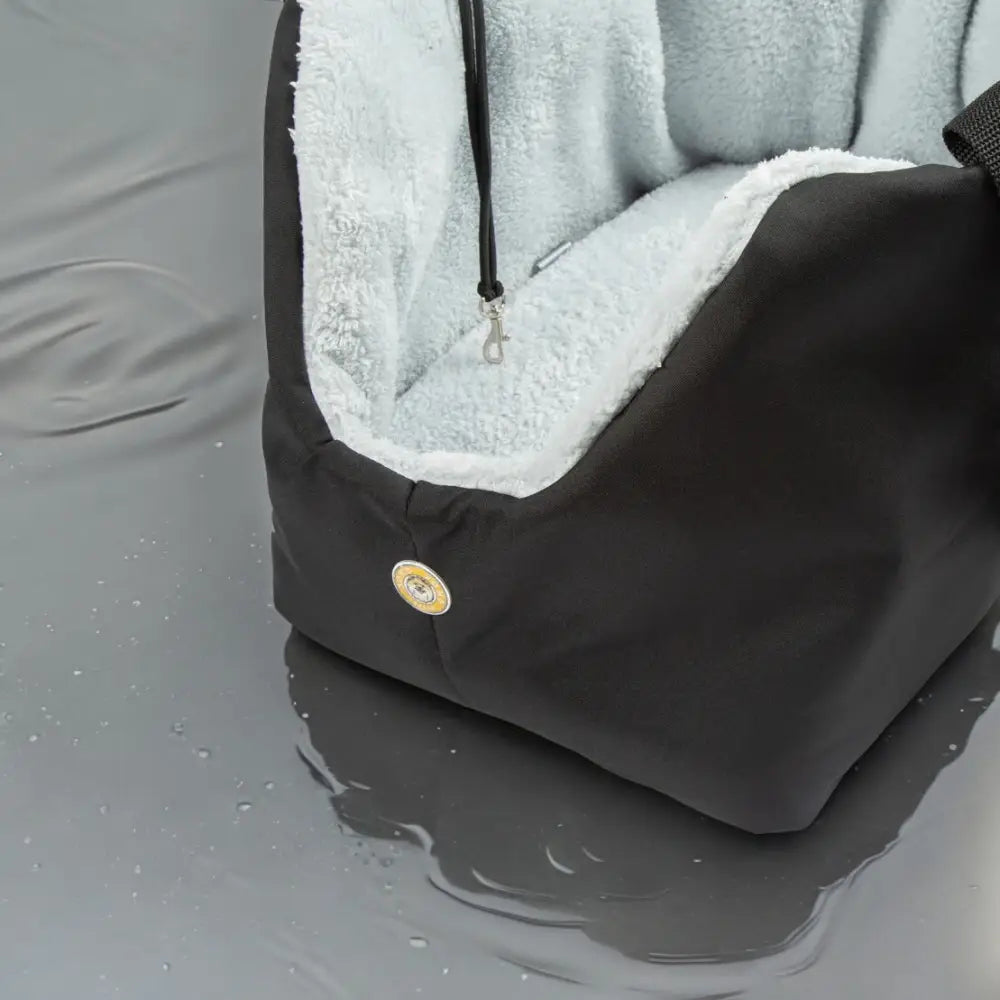 Waterproof black and gray dog bed with sherpa lining for Soho Poms Black and Light Blue Luxury Rainy Bear Dog Carrier