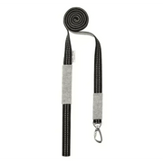 Beige and black Soho Poms dog lead with silver hardware from Bowl & Bone Republic