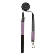 Lavender and black woven fabric dog lead with metal hardware from Soho Poms and Bowl & Bone Republic