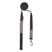 Lavender and black woven fabric dog lead with metal hardware from Soho Poms and Bowl & Bone Republic