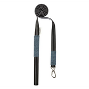 Black and gray Soho Poms dog lead with white stitching from Bowl & Bone Republic