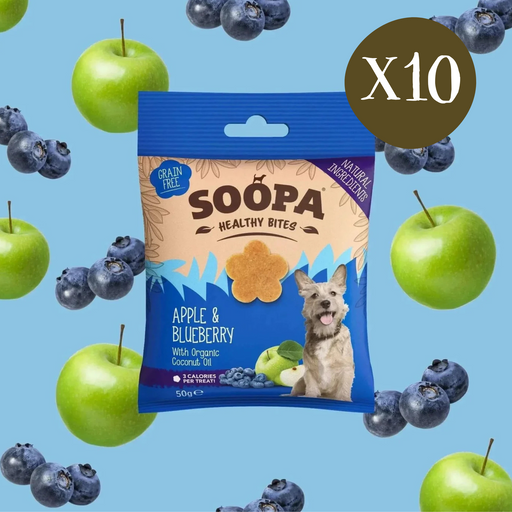 Soopa Apple & Blueberry Bites - Box of 10 - Natural Treats For Dogs