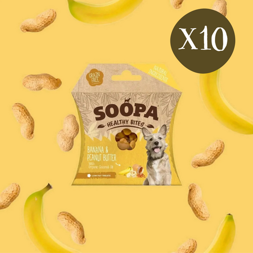 Soopa Banana & Peanut Butter Bites - Box of 10 - Natural Treats For Dogs