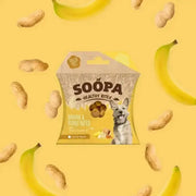 Soopa Banana and Peanut Butter Bites dog treat bag with human grade peanut butter branding
