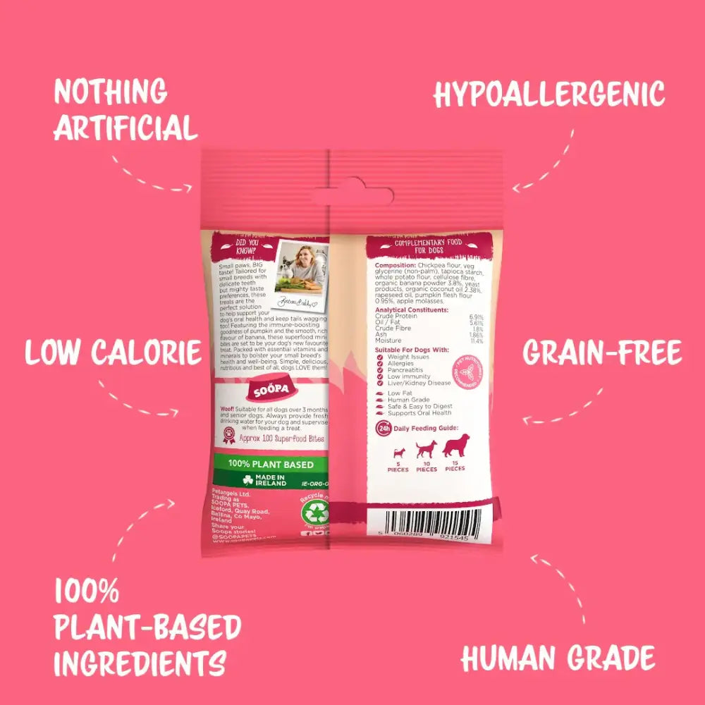 Soopa Banana healthy bites: 100% plant-based, grain-free treats for mini dogs oral health