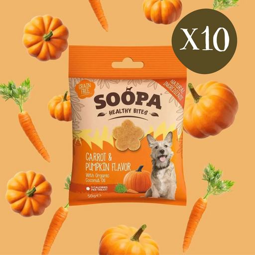 Soopa Carrot & Pumpkin Bites - Box of 10 - Natural Treats For Dogs