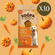 Soopa Carrot & Pumpkin Jumbo Dental Sticks - Box of 10 - Natural Dog Chew
