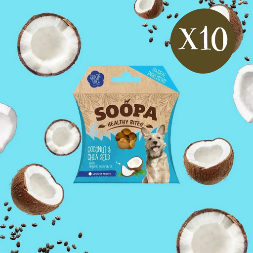 Soopa Coconut & Chia Seed Bites - Box of 10 - Natural Treats For Dogs