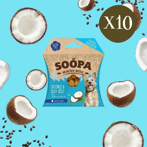 Soopa Coconut & Chia Seed Bites - Box of 10 - Natural Treats For Dogs
